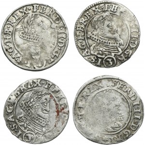 Sada, Rakousko, Ferdinand II, 3 krajcary (4 kusy).