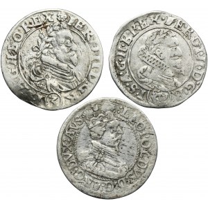 Súprava, Rakúsko a Sliezsko, vláda Habsburgovcov, Ferdinand II. a Leopold V., 3 krajcary (3 kusy).