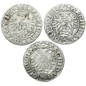 Set, Silesia, Habsburg rule, Ferdinand II, 3 Kreuzer Breslau 1627 and 1632 HR (3 pcs.)