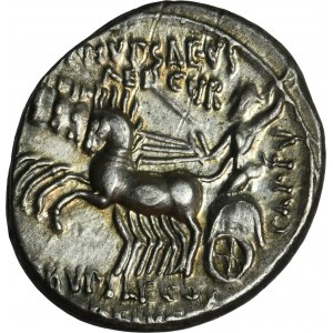 Rímska republika, Aemilius Scaurus, Plautius Hypsaeus, denár - ZRADKÝ, bez škorpióna