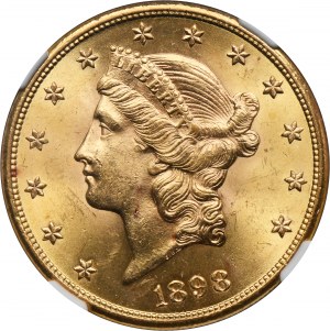 USA, 20 Dolarów San Francisco 1898 S - Liberty Head - NGC MS64