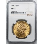 USA, 20 dolarů San Francisco 1898 S - Hlava svobody - NGC MS64