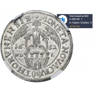 Jan II Kazimír, Ort Torun 1662 HDL - NGC MS65 - OKAZOWY