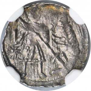 Boleslaw III Wrymouth, Denarius - Fight with Dragon - NGC MS62