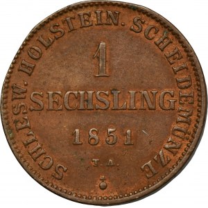 Německo, Schleswig-Holstein, 1 Sechsling Altona 1851 HL TA