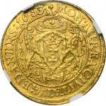 Ján II Kazimír, gdanský dukát 1653/1 GR - NGC AU58 - ex. Frazer