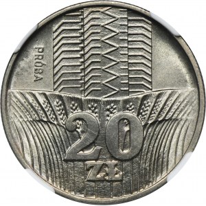 PRÓBA, 20 złotych 1973 Wieżowiec i kłosy - NGC MS66