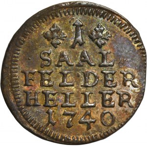 Germany, Duchy of Saxony-Coburg-Saalfeld, Chrystian Ernst II and Friedrich Josias, 1 Heller Saafeld 1740 - ex. Dr. Max Blaschegg