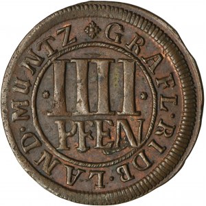 Germany, County of Rietberg, Maximilian Ulrich, 4 Pfennig Osnabrück 1703 - RARE, ex. Dr. Max Blaschegg