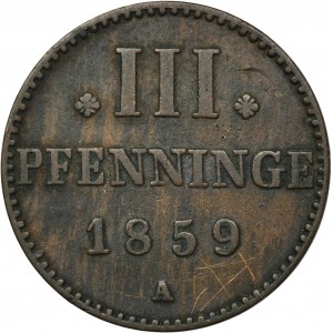 Germany, Grand Duchy of Mecklenburg-Strelitz, Georg, 3 Pfennig Berlin 1859 A