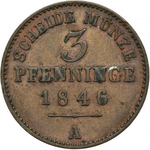 Germany, Kingdom of Prussia, Friedrich Wilhelm IV, 3 Pfennig Berlin 1846 A