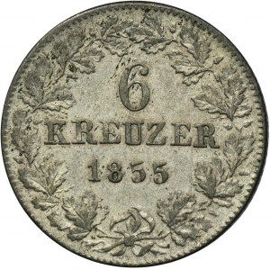 Nemecko, Kniežatstvo Nassau, Adolf, 6 Krajcars Wiesbaden 1855