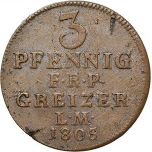 Germany, Principality of Reuss-Greiz, Heinrich XIII, 3 Pfennig Saafeld 1805