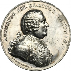 Medal ze Suity Królewskiej, August III Sas - BARDZO RZADKI, SREBRO, Reichel