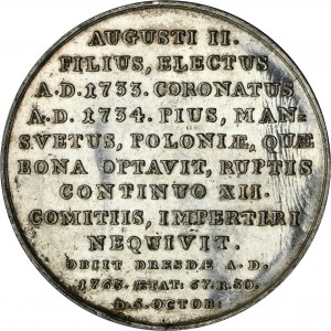 Medaila z kráľovskej suity, Augustus III Sas - VELMI ZRADKÁ, STRIEBORNÁ, Reichel