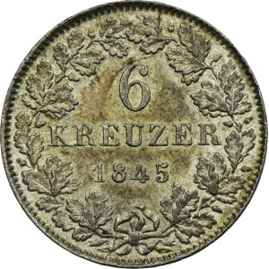 Germany, Free City of Frankfurt, 6 Kreuzer 1845 - RARE