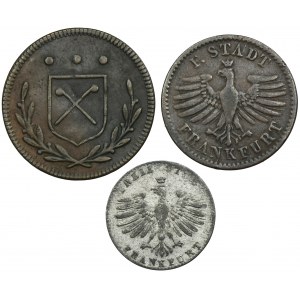 Bundle, Germany, Free City of Frankfurt, 1 Theler, 1 Heller and 1 Kreuzer (3 pcs)