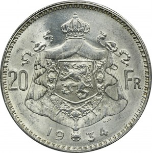 Belgicko, Albert I, 20 frankov Brusel 1934