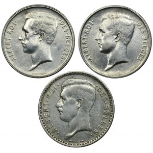 Sada, Belgicko, Albert I, 2 franky a 20 frankov (3 kusy).