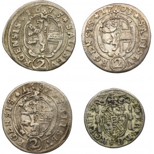 Set, Austria, Archbishopric of Salzburg, 1 Kruzer and 2 Kreuzer (4 pcs)