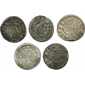 Set, Germany, County of Montfort, Antoni III, 1 Krajcar 1714 and 1718 (5 pcs.)