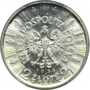 Piłsudski, 2 złote 1934 - PCGS MS64 - PIĘKNY