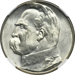 Piłsudski, 5 złotych 1938 - NGC MS63