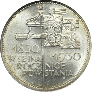 Sztandar, 5 złotych 1930 - NGC MS64 - stempel płytki