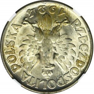 Kobieta i kłosy, 2 złote Filadelfia 1924 - ODWROTKA - NGC MS63