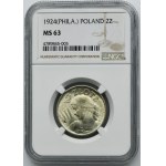 Kobieta i kłosy, 2 złote Filadelfia 1924 - ODWROTKA - NGC MS63