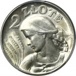 Kobieta i kłosy, 2 złote Filadelfia 1925 - PCGS MS63 - PIĘKNA, bez kropki po dacie
