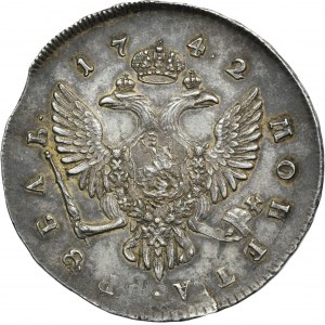 Rusko, Alžběta, rubl Petrohrad 1742 СПБ - vzácný, ražba z rublu Ivana IV.