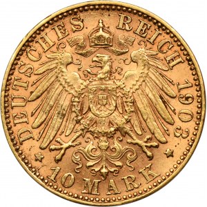 Germany, Saxony, Georg I, 10 Mark Muldenhütten 1903 E - RARE