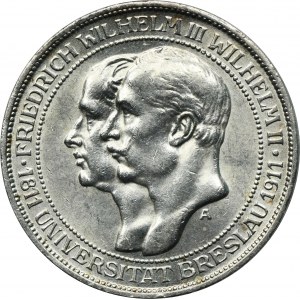 Nemecko, Pruské kráľovstvo, Viliam II, 3 marky Berlín 1911 A