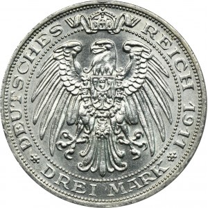 Germany, Kingdom of Prussia, Wilhelm II, 3 Mark Berlin 1911 A