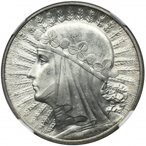 Głowa Kobiety, 10 złotych Warszawa 1933 - NGC MS63
