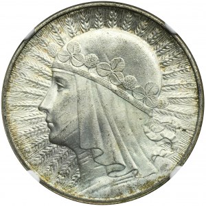 Głowa Kobiety, 10 złotych Warszawa 1932 - NGC MS64