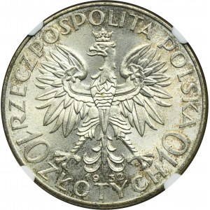 Głowa Kobiety, 10 złotych Warszawa 1932 - NGC MS64