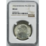 Hlava ženy, 10 zlotých Varšava 1932 - NGC MS64