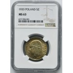 Head of a Woman, 5 gold Warsaw 1933 - NGC MS63