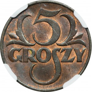 5 groszy 1937 - NGC MS64 BN