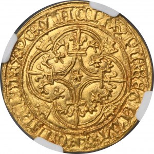 Francúzsko, Karol VI, Ecu d'Or à la couronne Saint-Lô bez dátumu - NGC MS64
