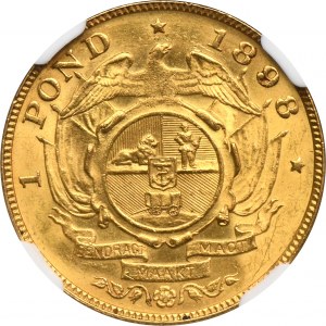 Jižní Afrika, Búrská republika, 1 libra (1 rybník) Pretoria 1898 - NGC MS62