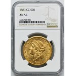 USA, 20 USD Carson City 1883 CC - NGC AU55 - Zriedkavé