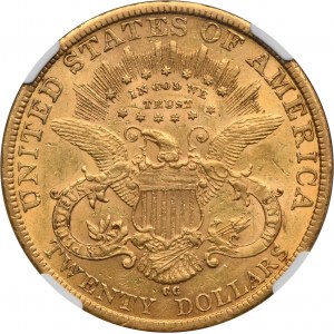 USA, 20 dolarů Carson City 1884 CC - NGC AU55 - Vzácné