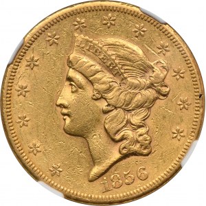USA, 20 dolarů San Francisco 1856 S - Hlava svobody - NGC AU53