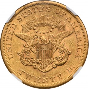 USA, 20 dolarů San Francisco 1856 S - Hlava svobody - NGC AU53