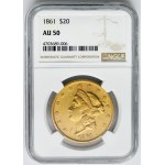USA, 20 Dollars Philadelphia 1861 - Liberty Head - NGC AU50