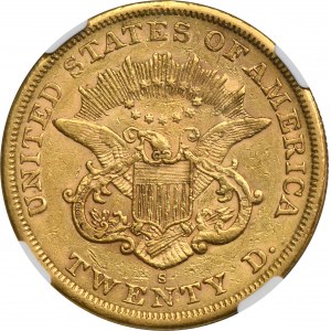 USA, 20 Dollars San Francisco 1865 S - Liberty Head - NGC AU53