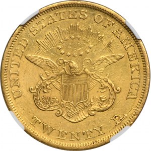 USA, 20 dolarů Philadelphia 1850 - Hlava svobody - NGC AU DETAILY